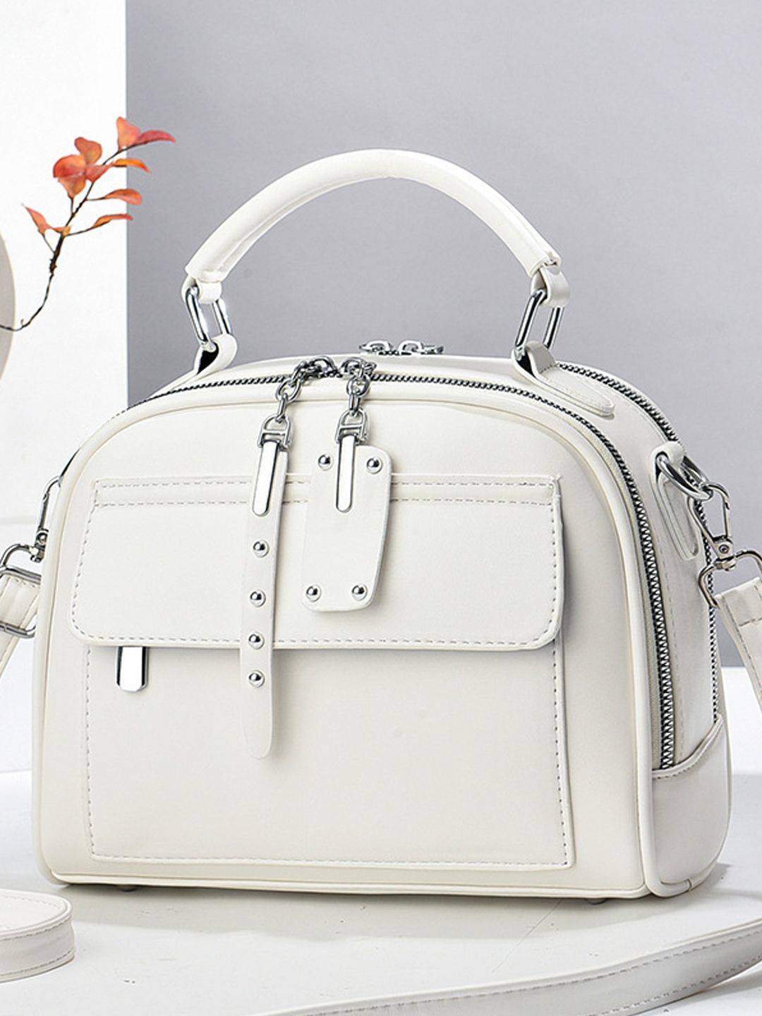 StyleCast Women Solid Structured Buckle Detail Handheld Bag-picture-10
