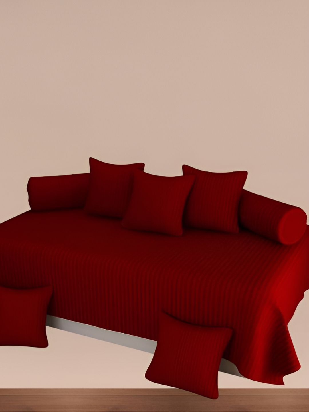 WELLNEST Set Of 8 Red Striped Diwan Set-image-44