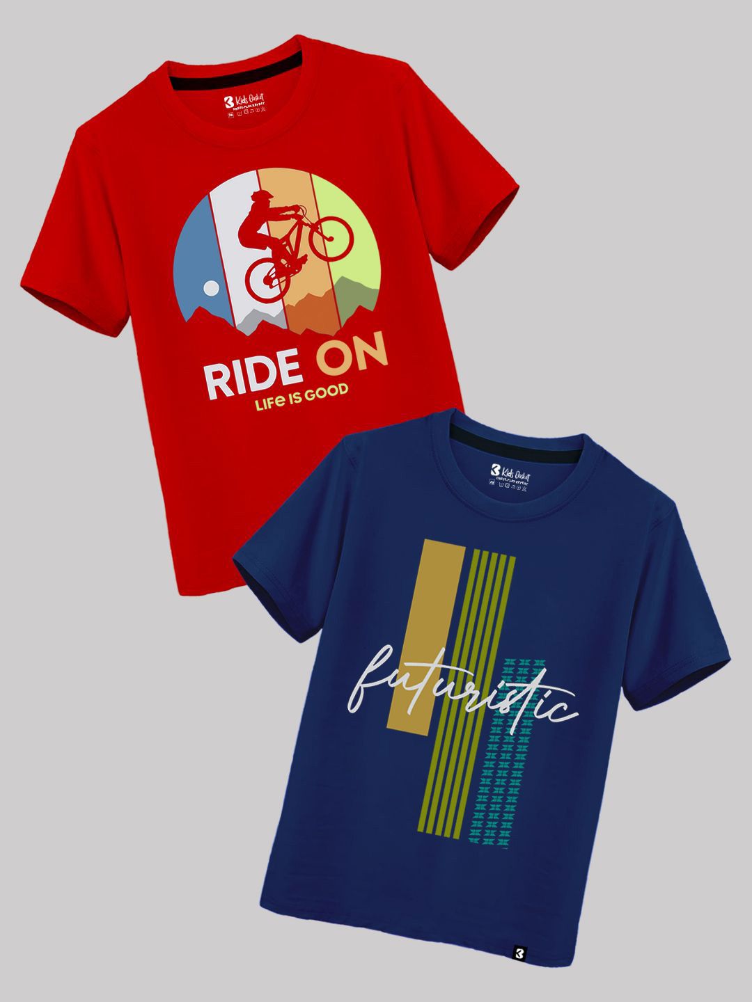 kids basket Kids Pack of 2 Basket Boys Typography Printed Round Neck Cotton T-shirts-picture-27