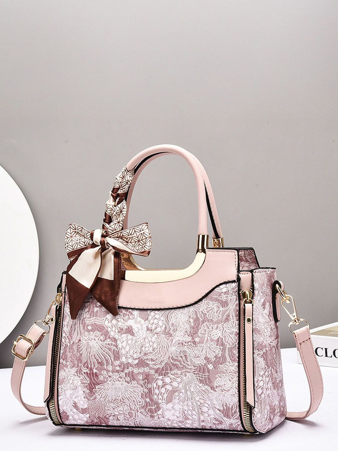 StyleCast Floral Printed Detachable Sling Strap Buckle Shopper Handheld Bag-picture-10