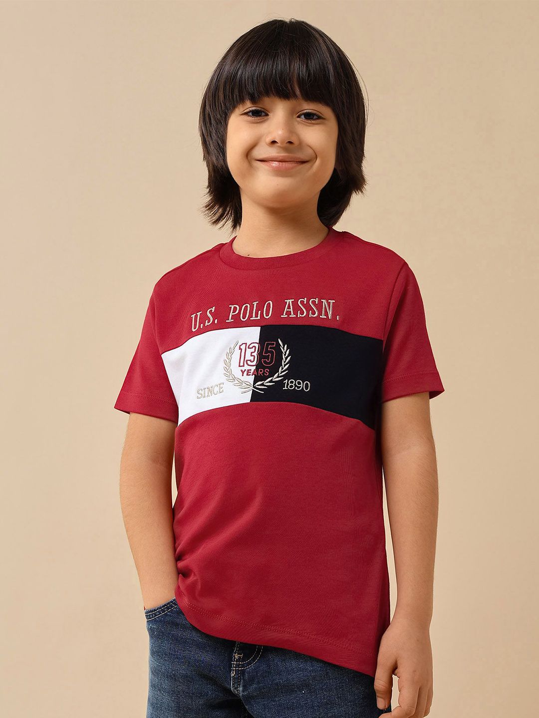 u.s. polo assn. kids U.S. Polo Assn. Boys Red Printed Cotton Brand Embroidered Regular Fit T-Shirt-picture-13