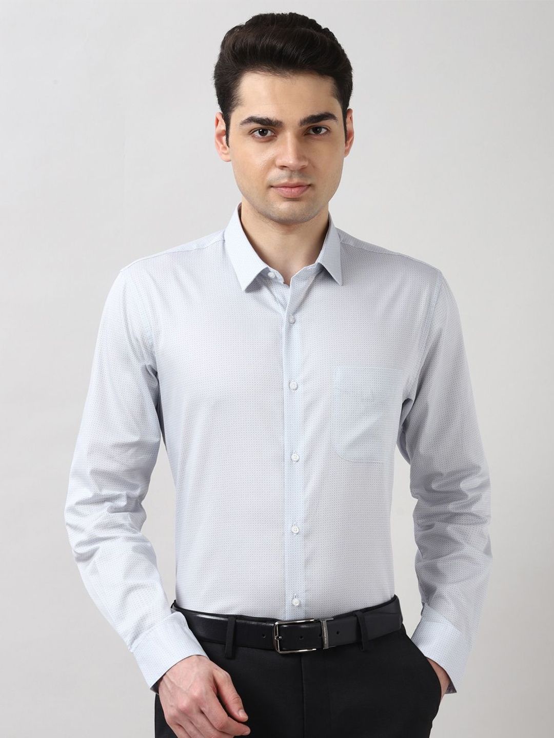 Peter England Printed Spread Collar Regular Sleeves Pure Cotton Slim Fit Formal Shirt-picture-23