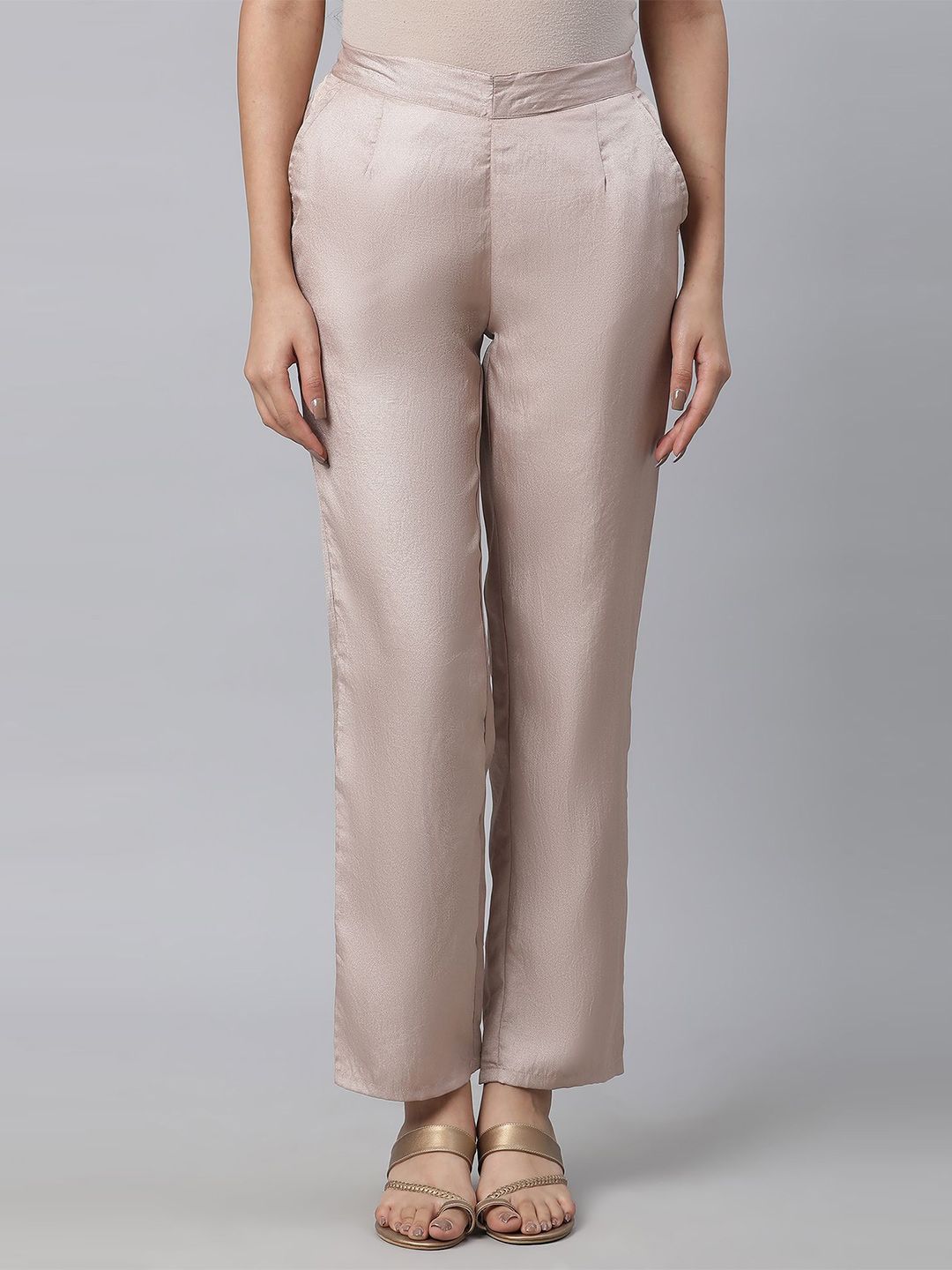 AURELIA Women Solid Wide-Leg Easy Wash Pleated Trousers-picture-12