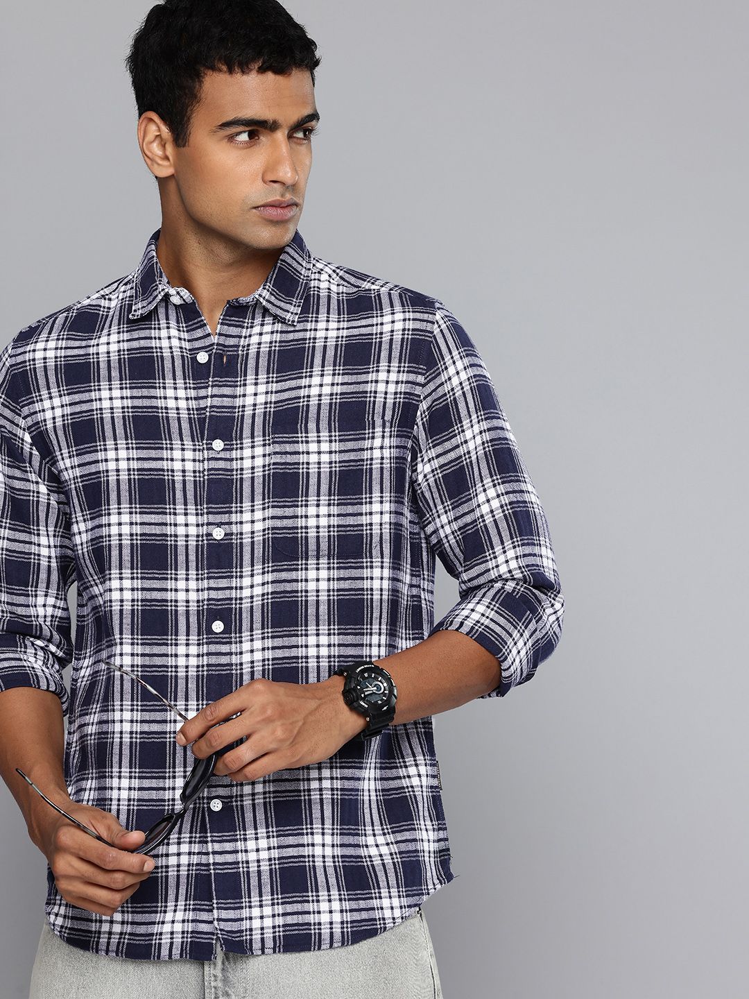 Flying Machine Slim Fit Checked Pure Cotton Casual Shirt-picture-28