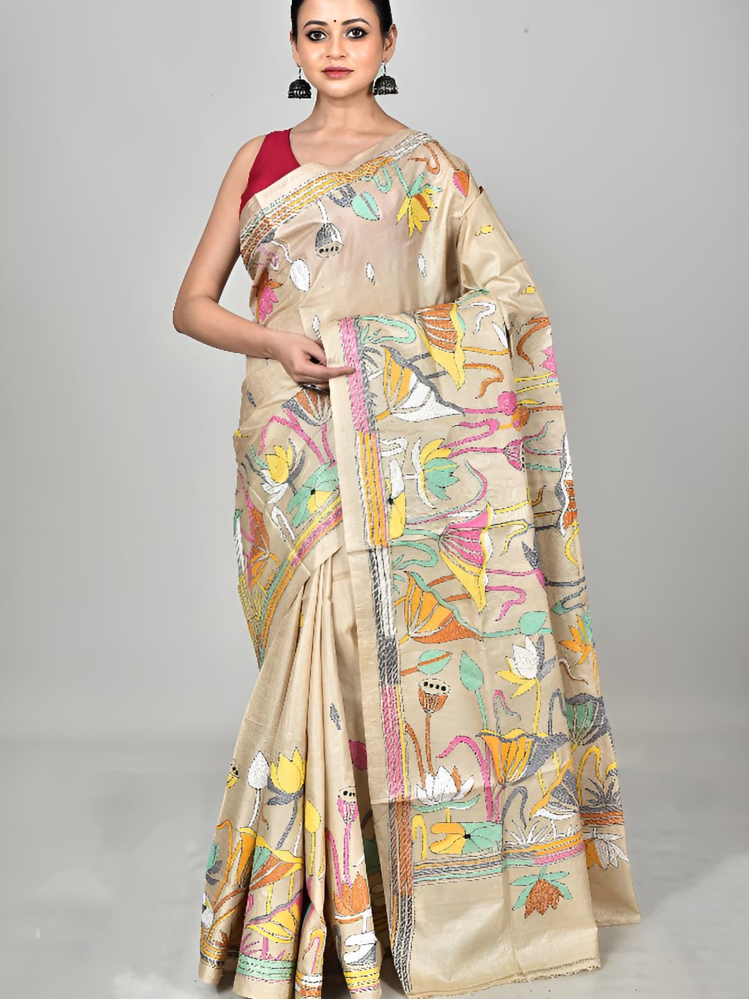 RAM SHYAM collection Ethnic Motifs Embroidered Saree With Blouse Piece-picture-40