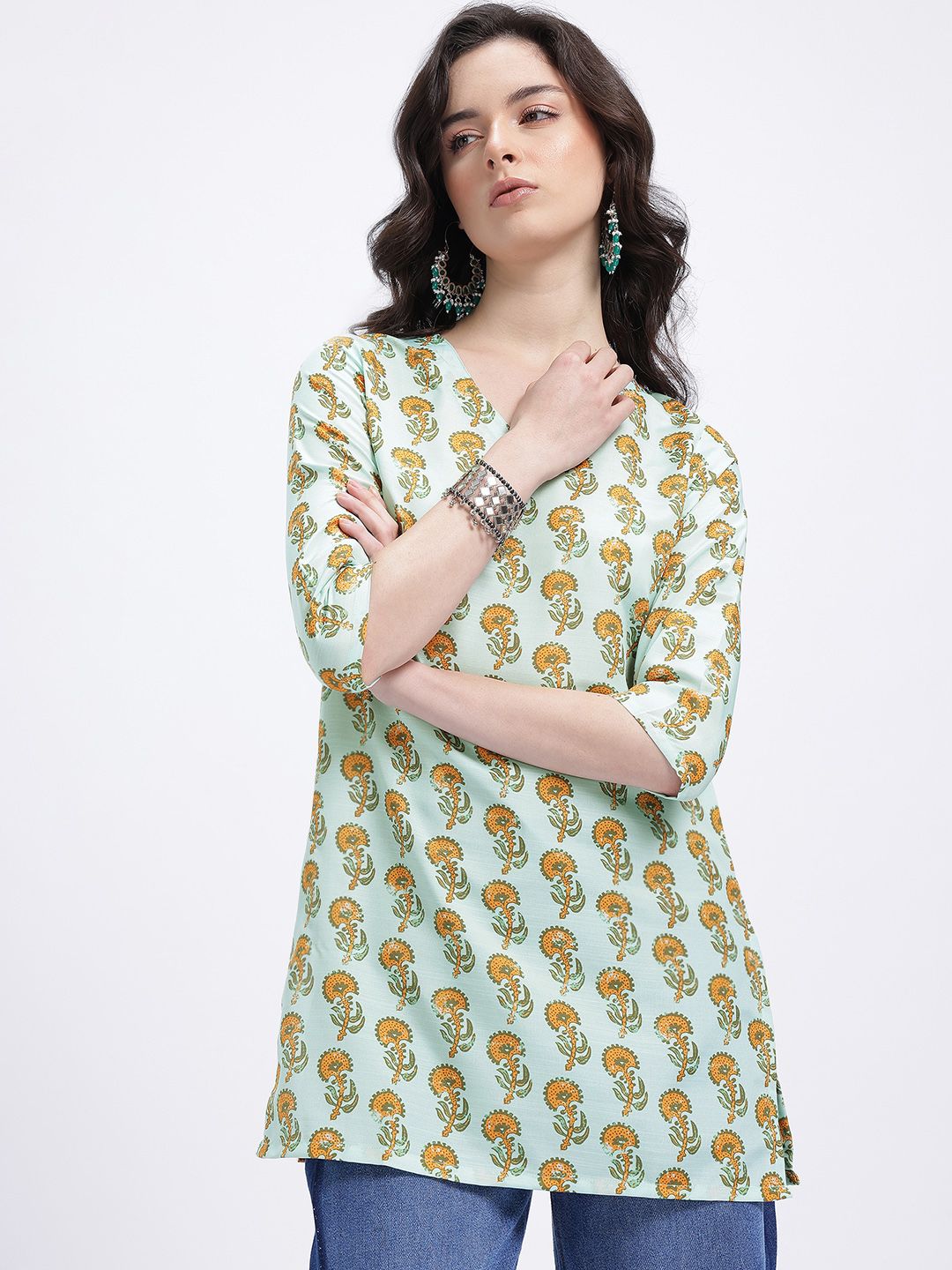 Anouk Rustic Floral Printed V-Neck Kurti-picture-22