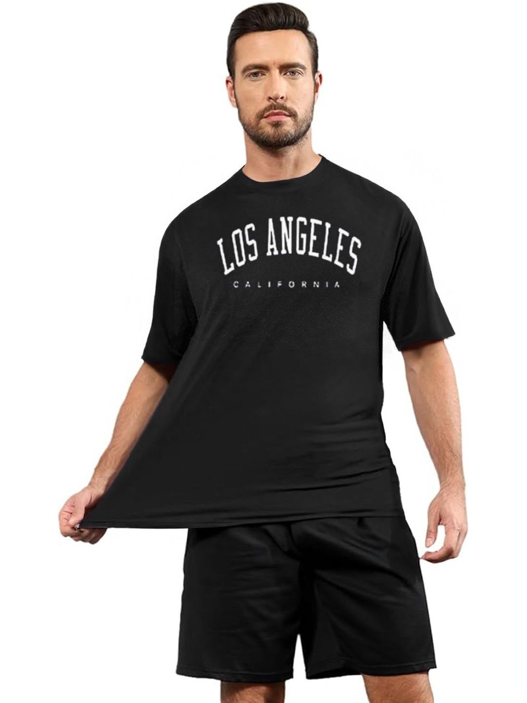 DIAZ Men Pack of 2 Typography Printed Round Neck Cotton Oversized T-shirts-picture-36