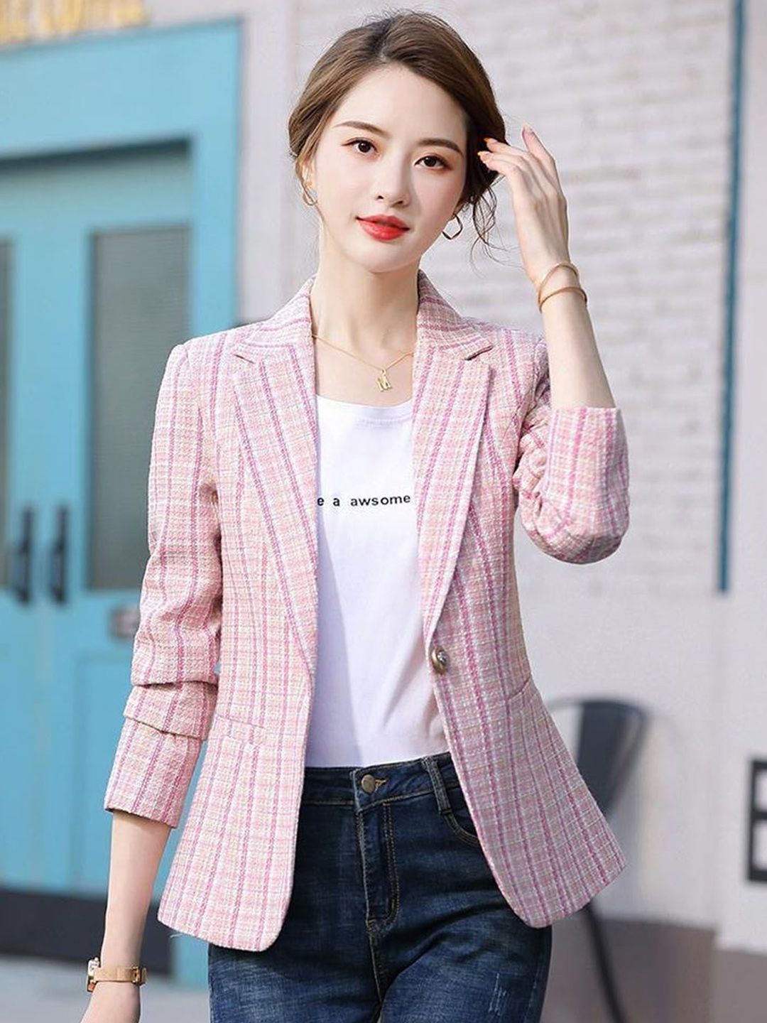 StyleCast Women Checked Single Breasted Blazer-picture-15