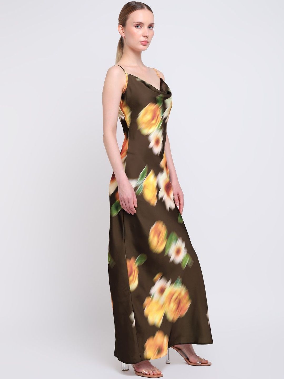 COVER STORY Women Floral Printed Cowl Neck Sheath Maxi Dress view 1