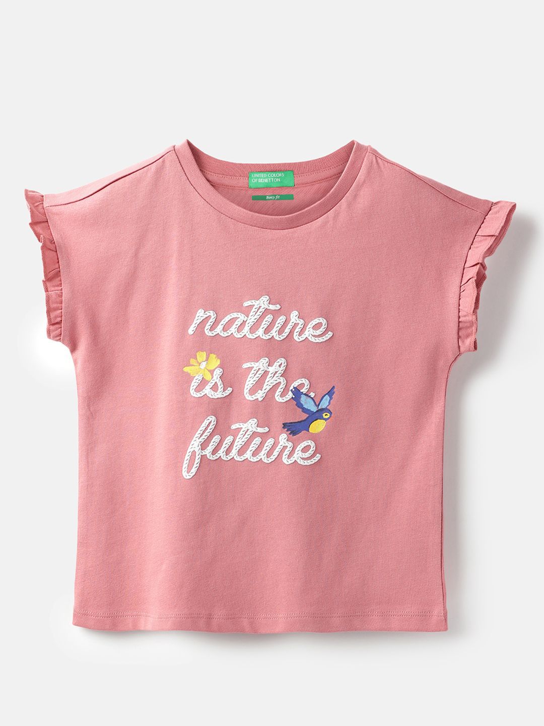 United Colors of Benetton Girls Typography Printed Cotton Tshirts-picture-54