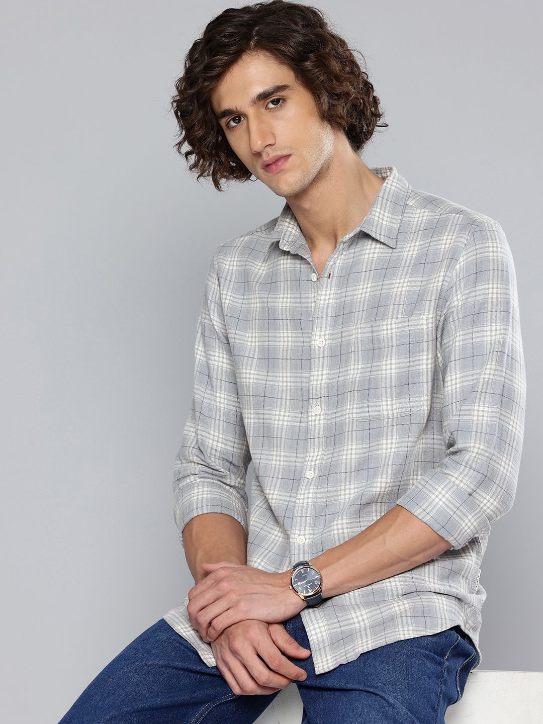 Flying Machine Slim Fit Checked Pure Cotton Casual Shirt-picture-40