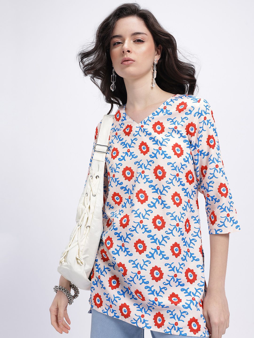 Anouk Rustic Abstract Printed V-Neck Straight Kurti-picture-50