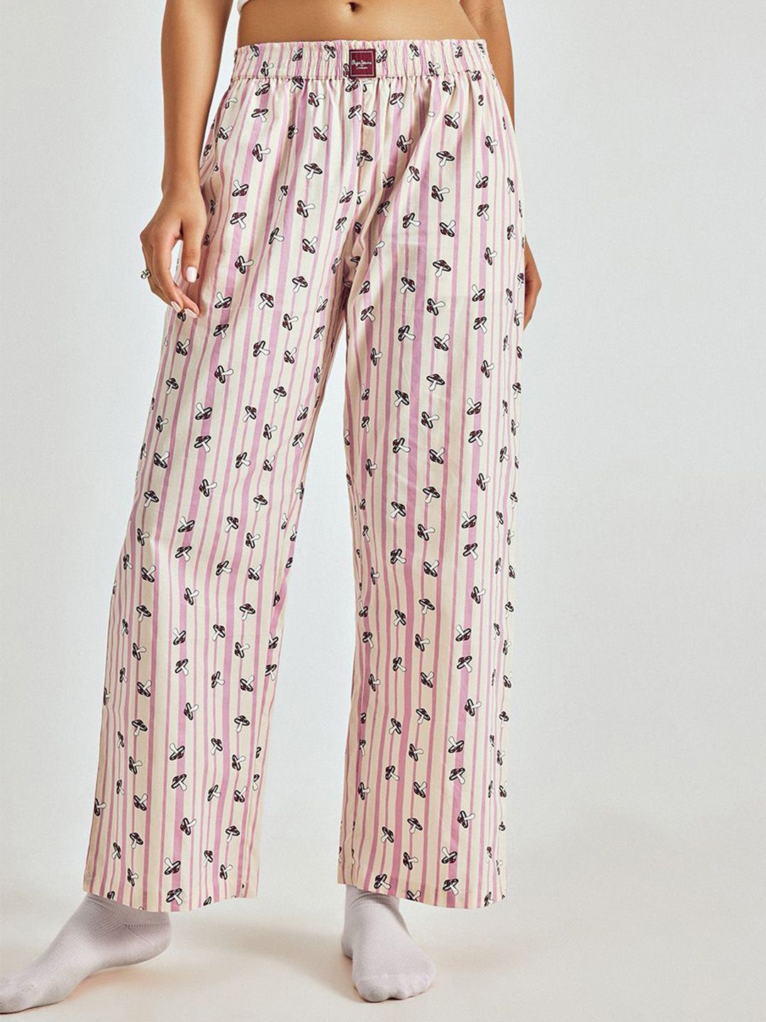 Pepe Jeans Women Printed Mid Rise Cotton Lounge Pant-picture-34