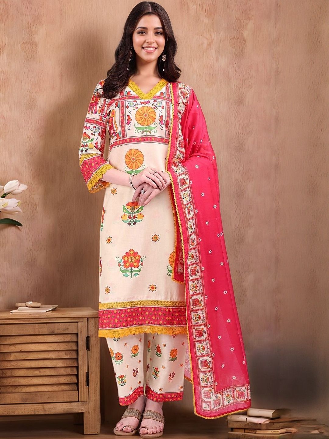 Anouk Women Ethnic Motifs Printed Regular Kurta with Trousers & With Dupatta-picture-40