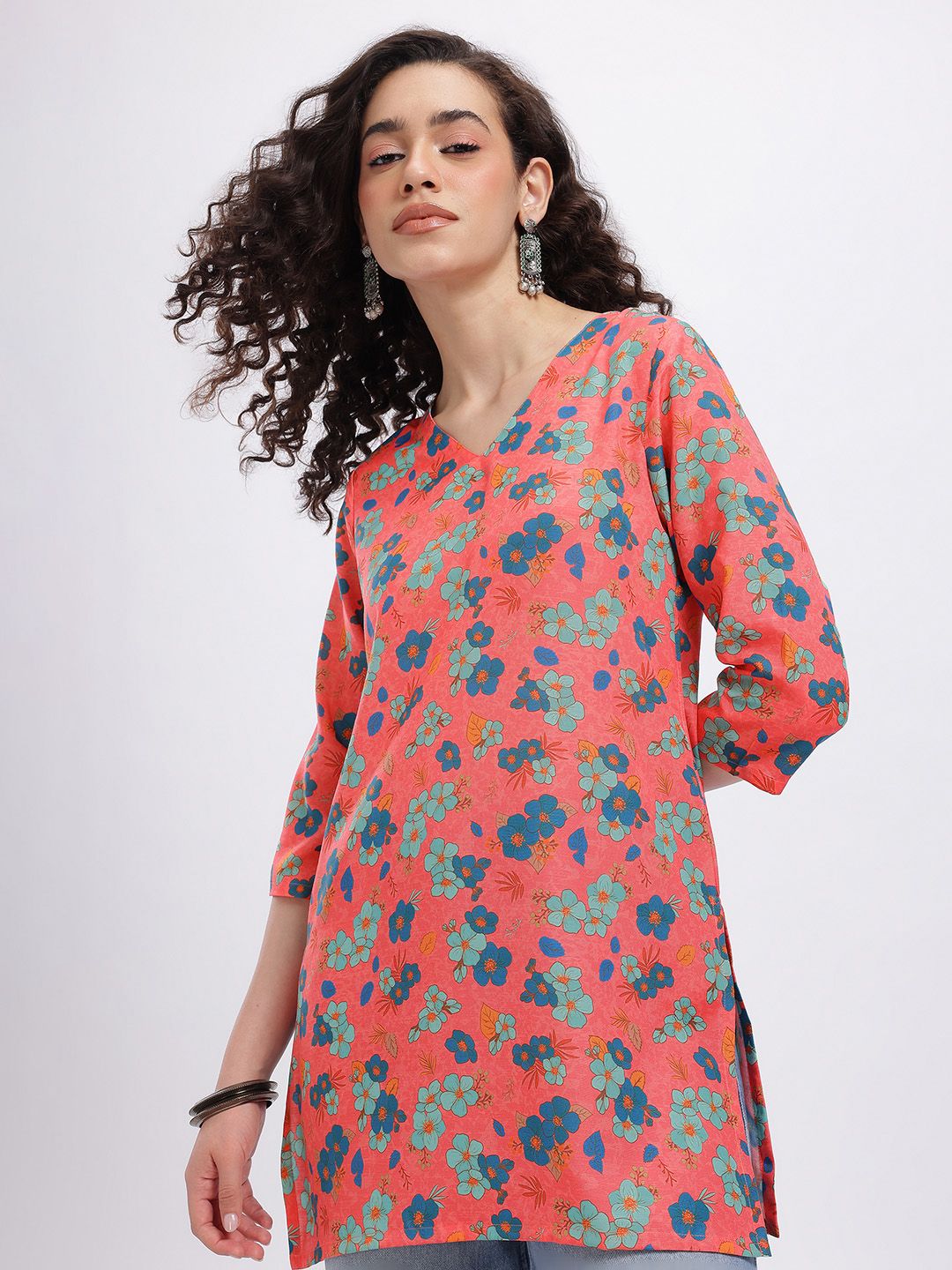 Anouk Rustic Floral Printed V-Neck Straight Kurti-picture-39