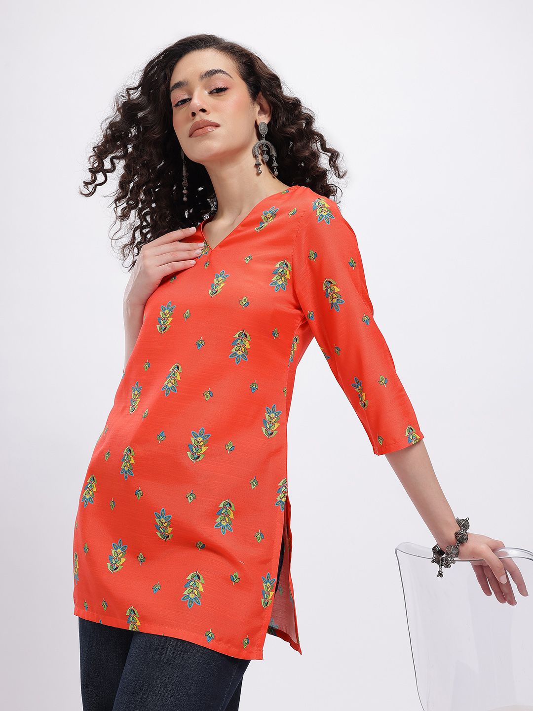 Anouk Rustic Floral Printed V-Neck Straight Kurti-picture-34