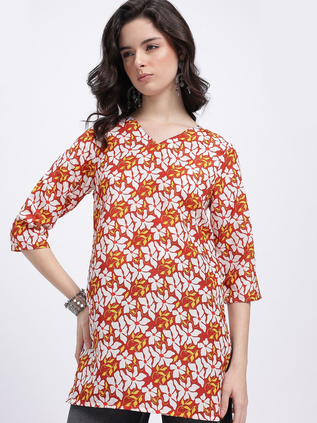 Anouk Rustic Floral Printed V-Neck Straight Kurti-picture-30