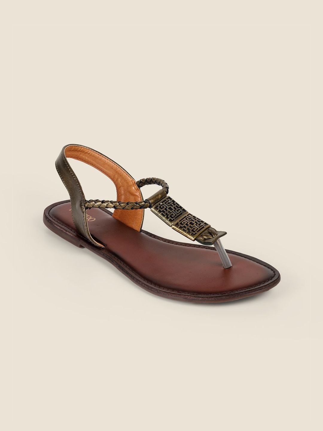 Metro Women Textured T-Strap Flats-image-45