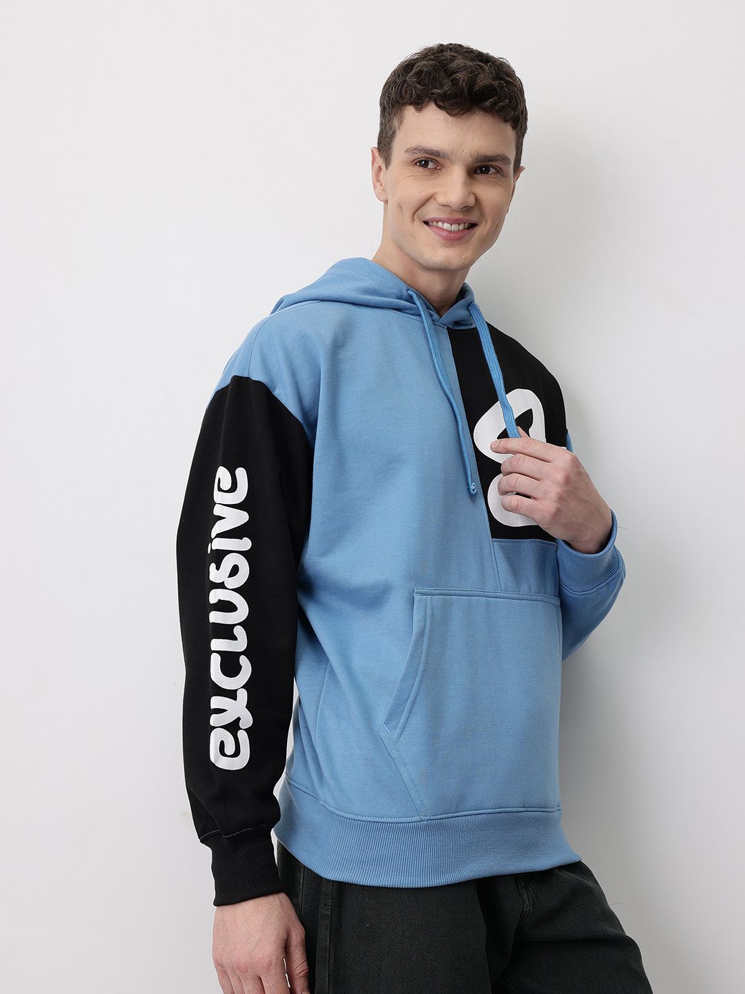 Mast & Harbour Colourblocked Typography Printed Drop Shoulder Hooded Sweatshirt-picture-14