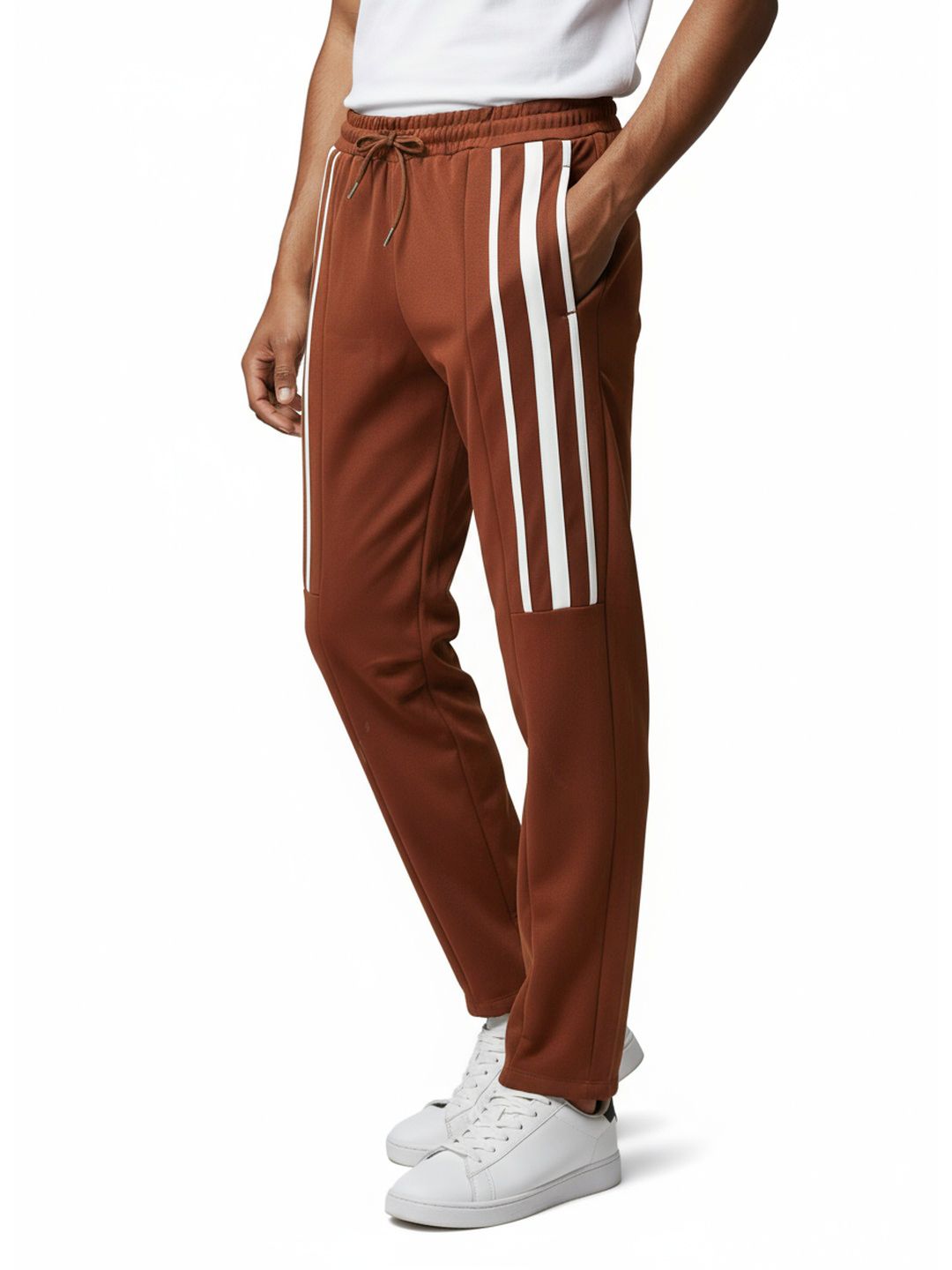glitchez Men Paneled Side Striped Baggy Fit Track Pants-image-10