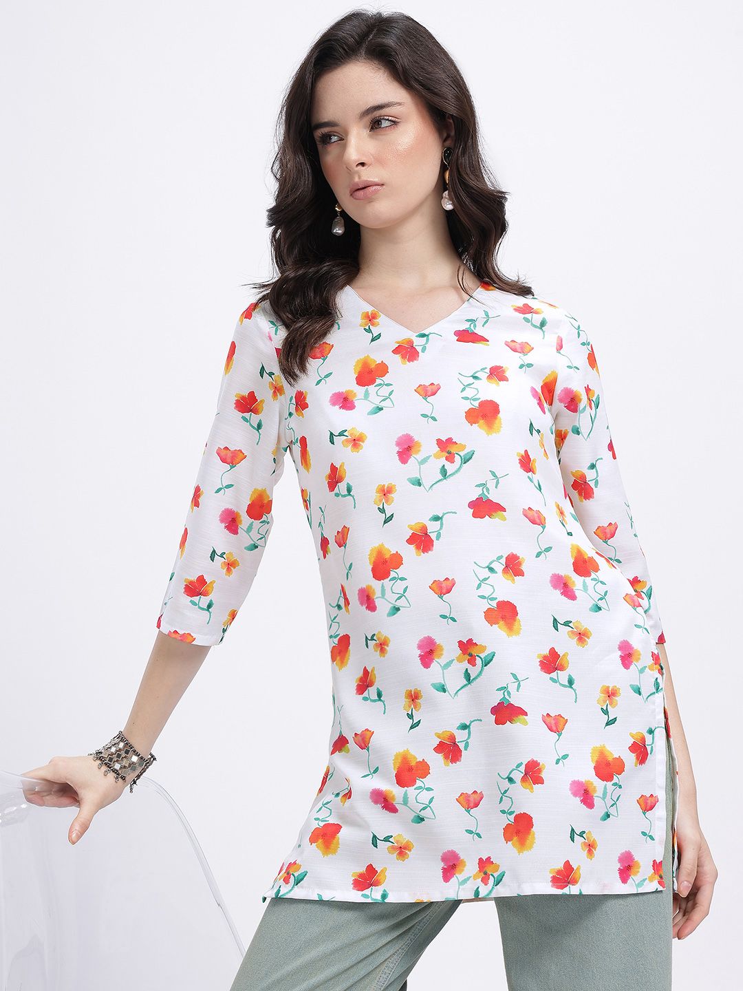 Anouk Rustic Floral Print Short Kurti-picture-58
