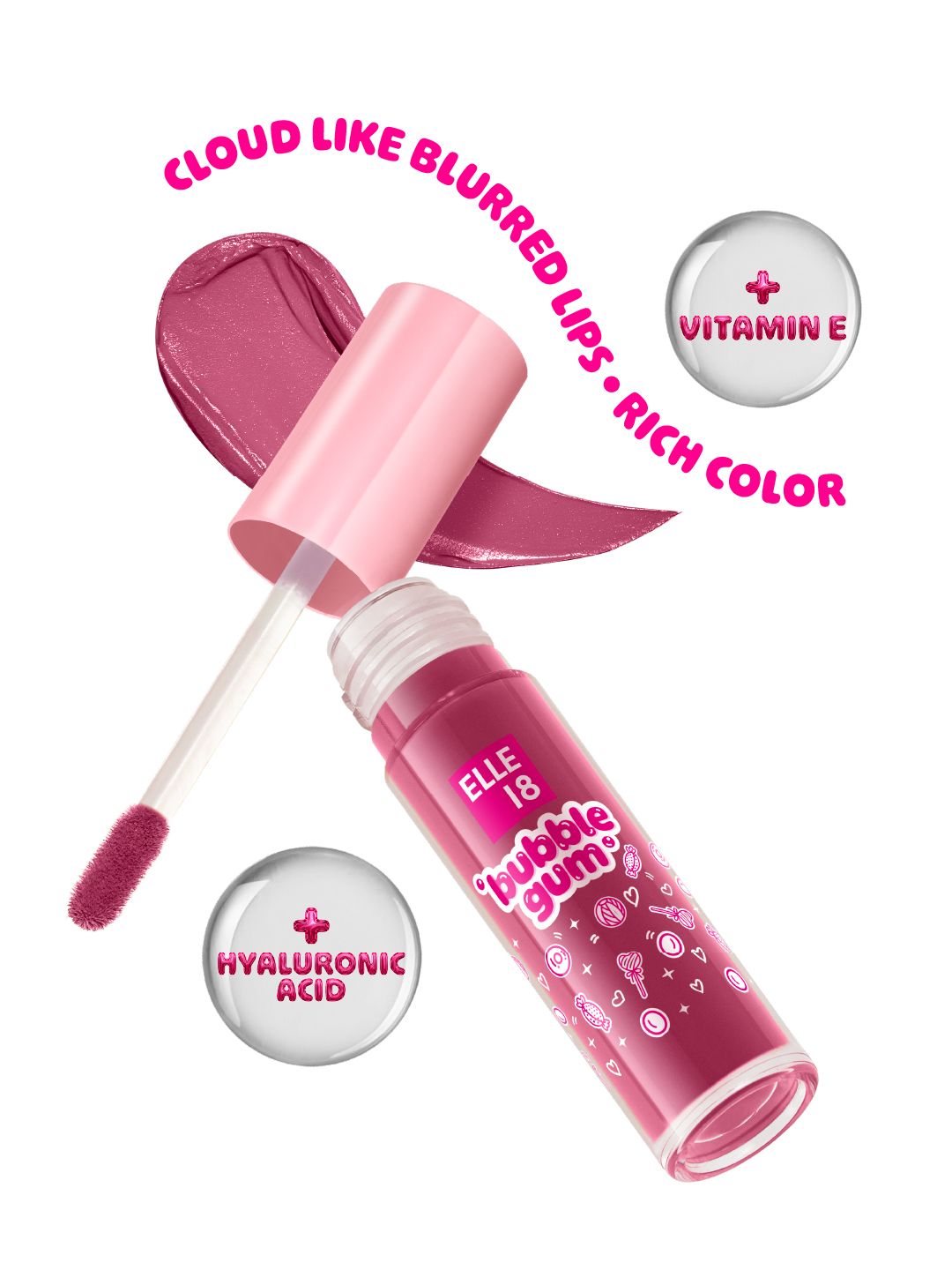 ELLE 18 Bubblegum Lip Cloud Liquid Lipstick with Hyaluronic Acid 4ml - Berry Burst-picture-52