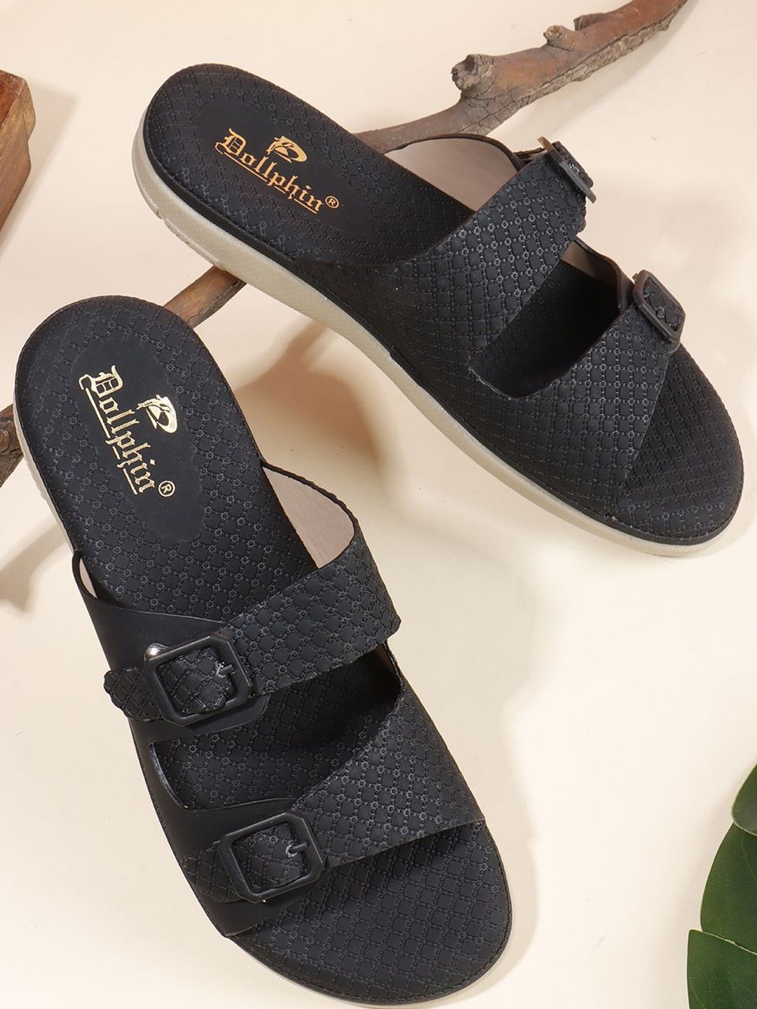 Dollphin Women Textured Casual Open Toe Flats with Buckles-picture-39