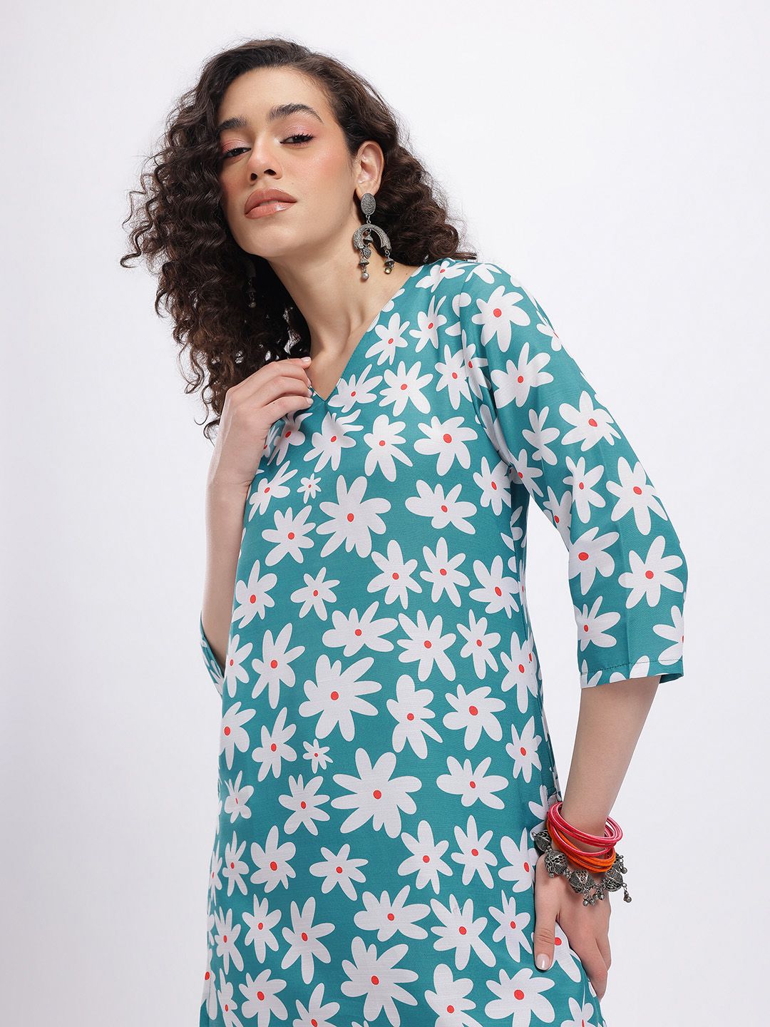 Anouk Rustic Floral Printed V-Neck Straight Kurta-picture-28