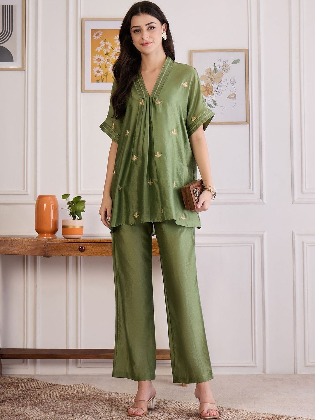 First Resort by Ramola Bachchan Women Embroidered Pleated Tunic-picture-48