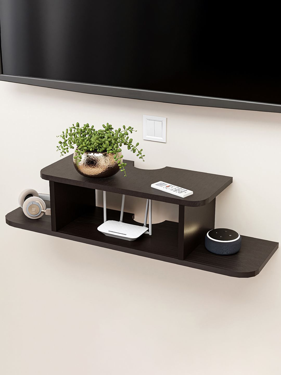 Kuber Industries Brown Set Top Box Wall Stand