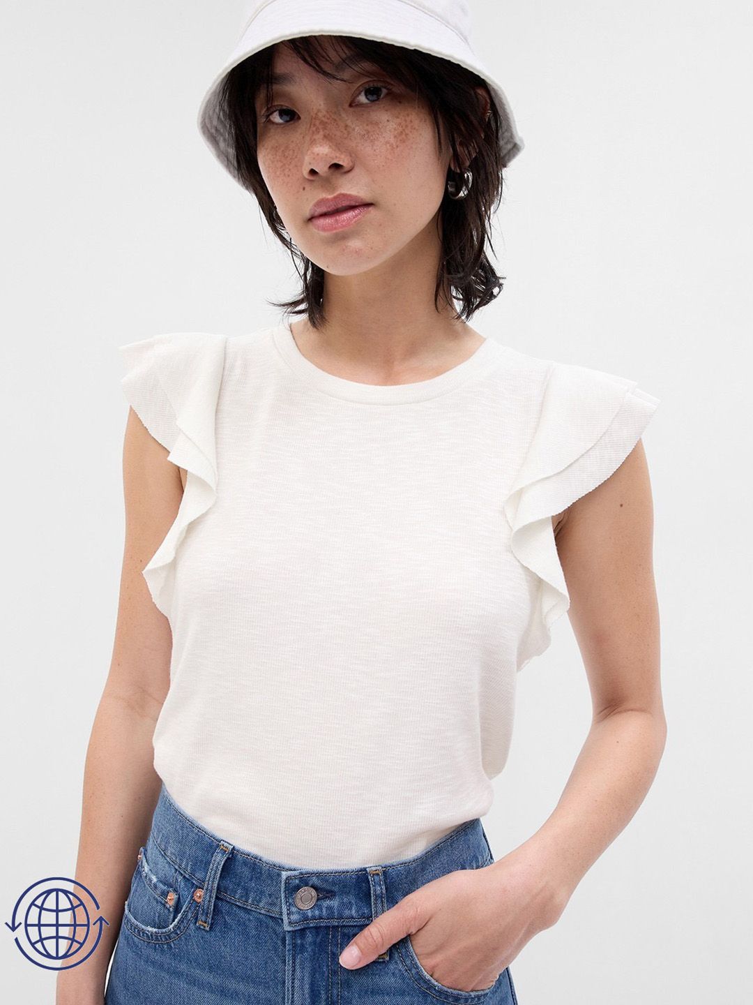 GAP Ribbed Flutter Sleeve Top-image-35