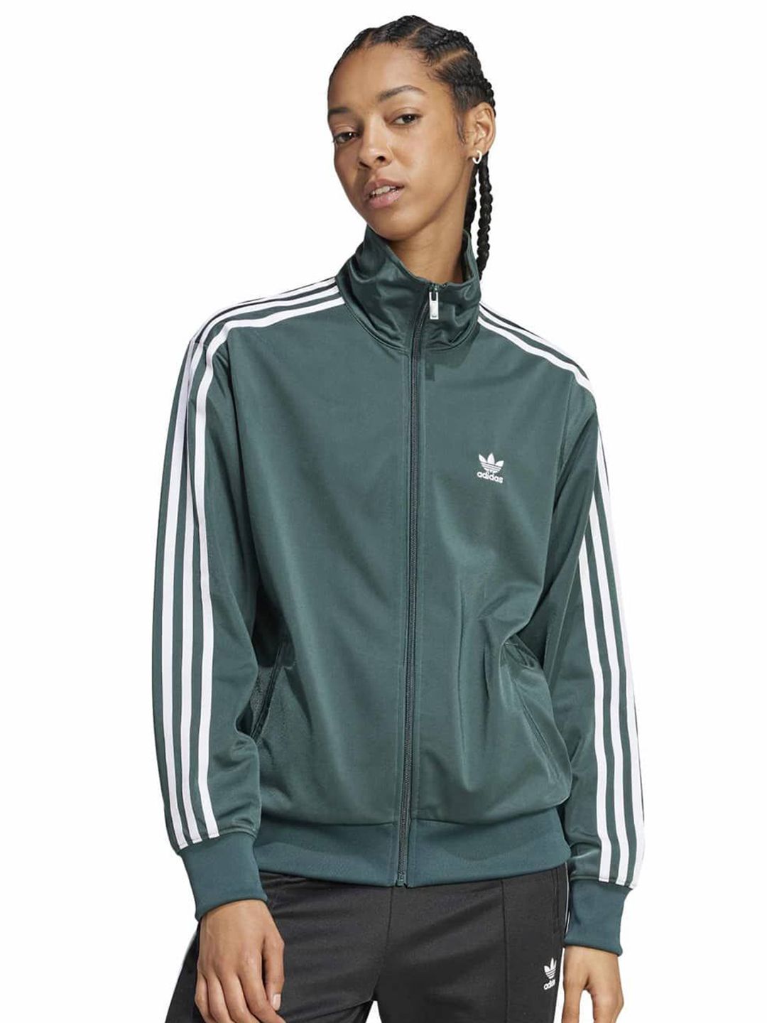 ADIDAS Originals Women Striped Crop Outdoor Sporty Jacket with Embroidered