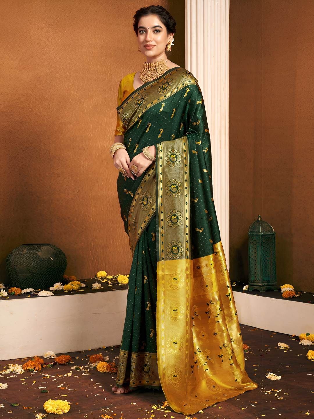 Aagrahi fashion Ethnic Motifs Woven Design Zari Paithani Saree-picture-10