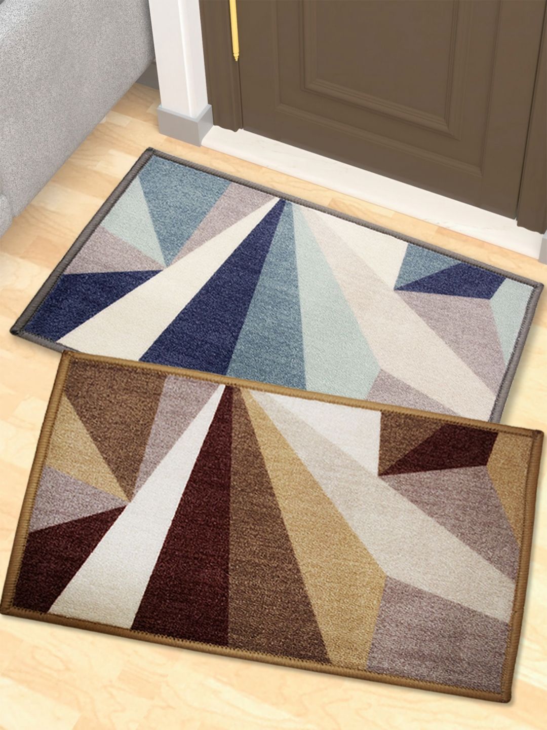 Athom Living 2-Pcs Brown & Green Printed Anti-Slip Doormats-image-45