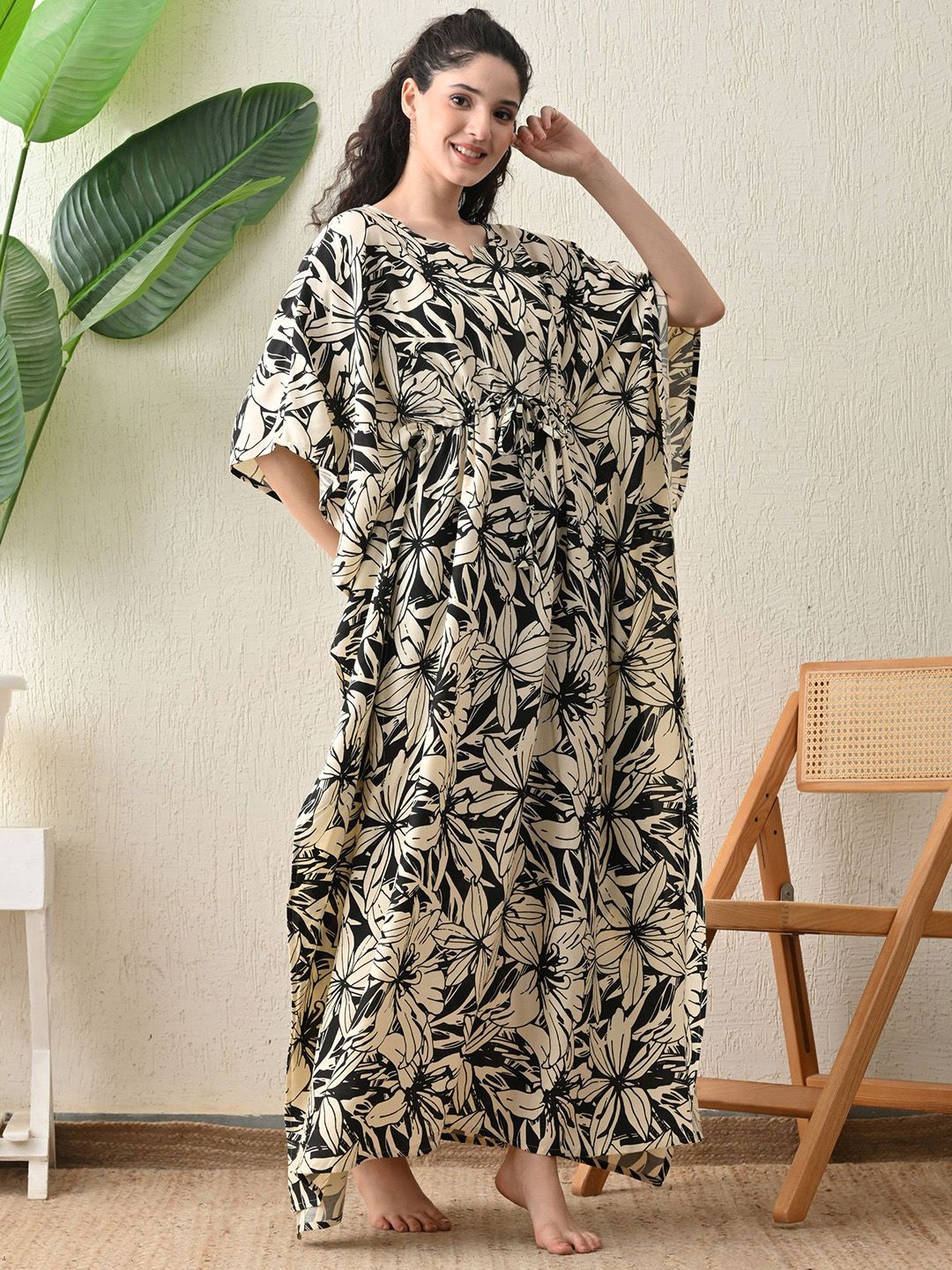 Ichaa Floral Printed Kaftan Maxi Nightdress-picture-34