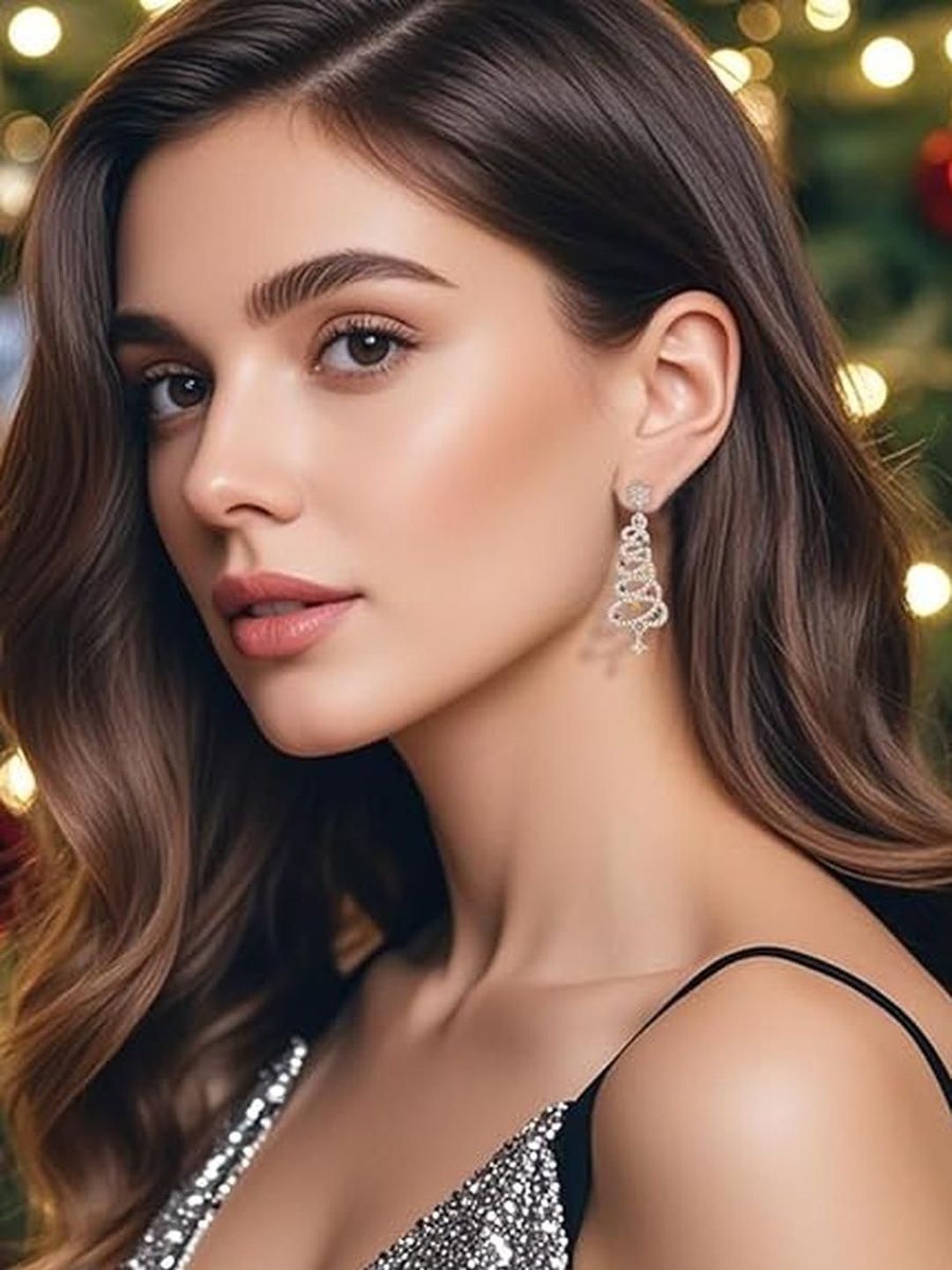 EL REGALO Artificial Stones Studded Star Shaped Drop Earrings-image-21