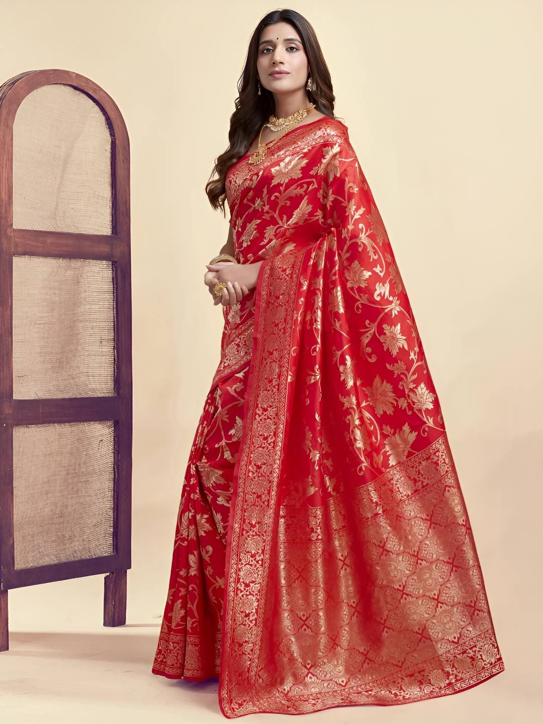 Aagrahi fashion Ethnic Motifs Woven Design Zari Banarasi Saree-picture-15