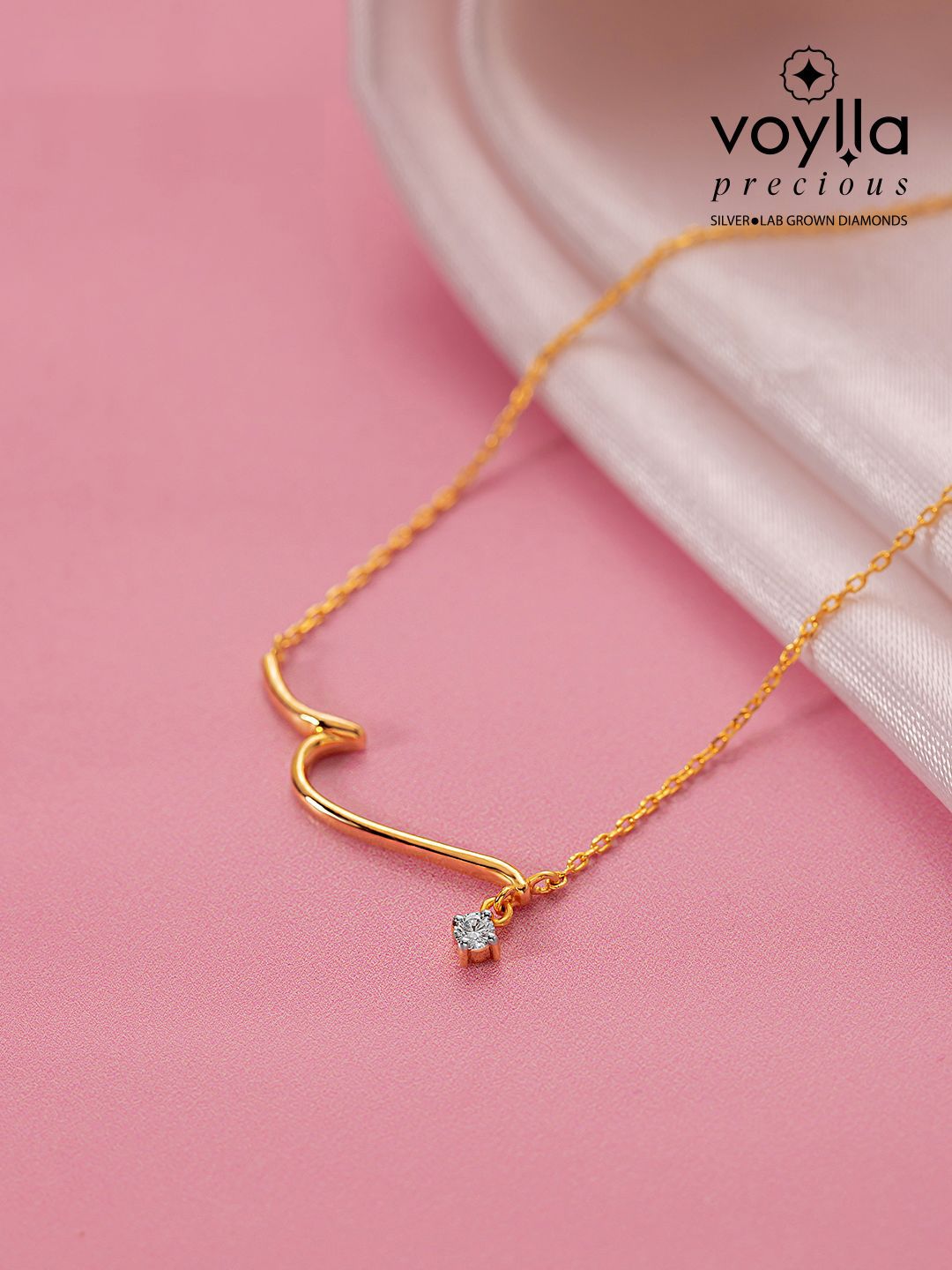 Studio Voylla 925 Sterling Silver Chain With 0.07 Carat Lab-Grown Diamond - 2.45 g-image-20