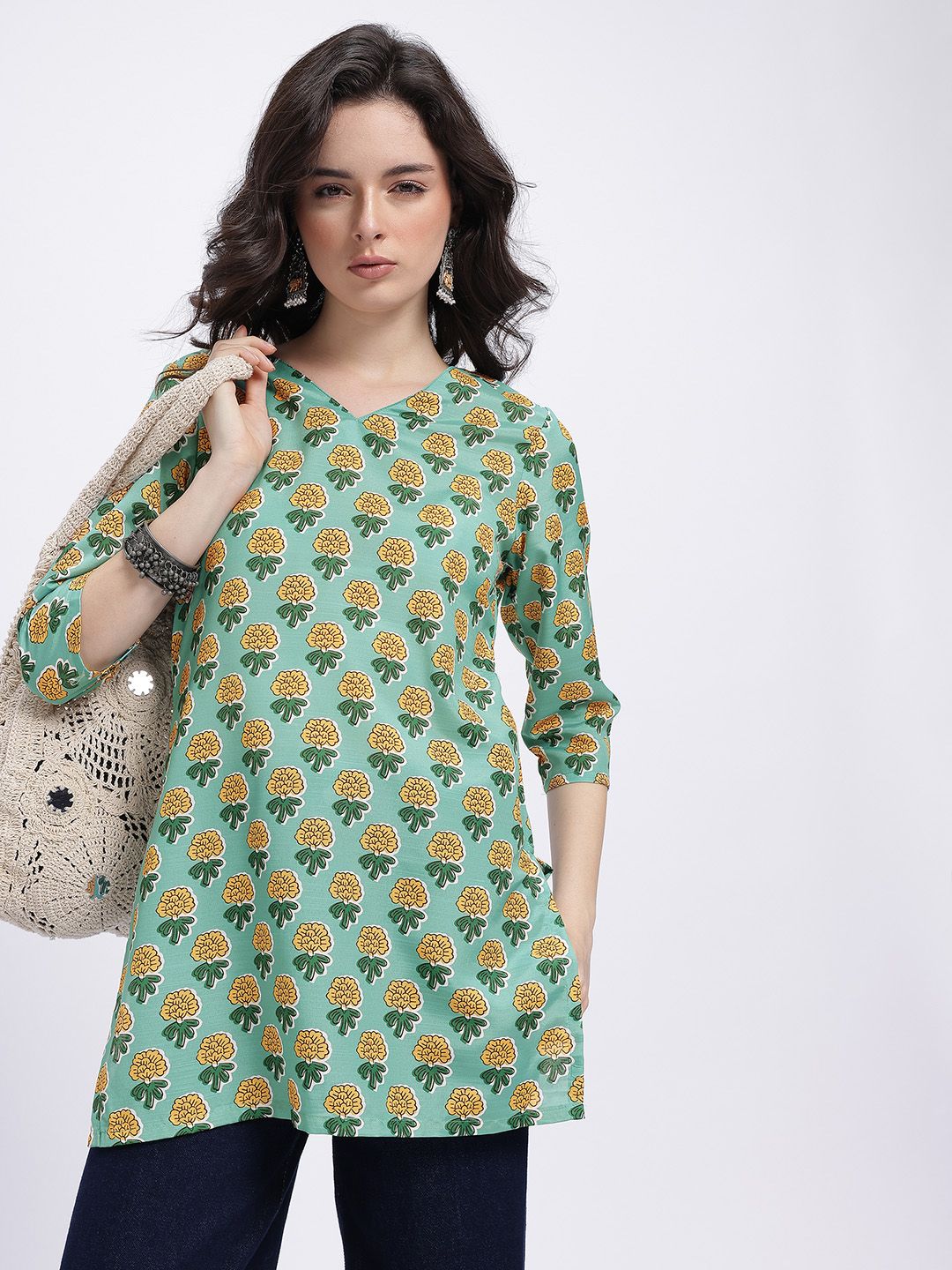 Anouk Rustic Floral Print Short Kurti-picture-32