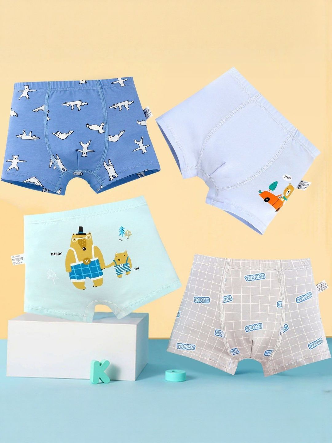 ASJAR Boys Assorted Printed Pure Cotton Boy Shorts Briefs