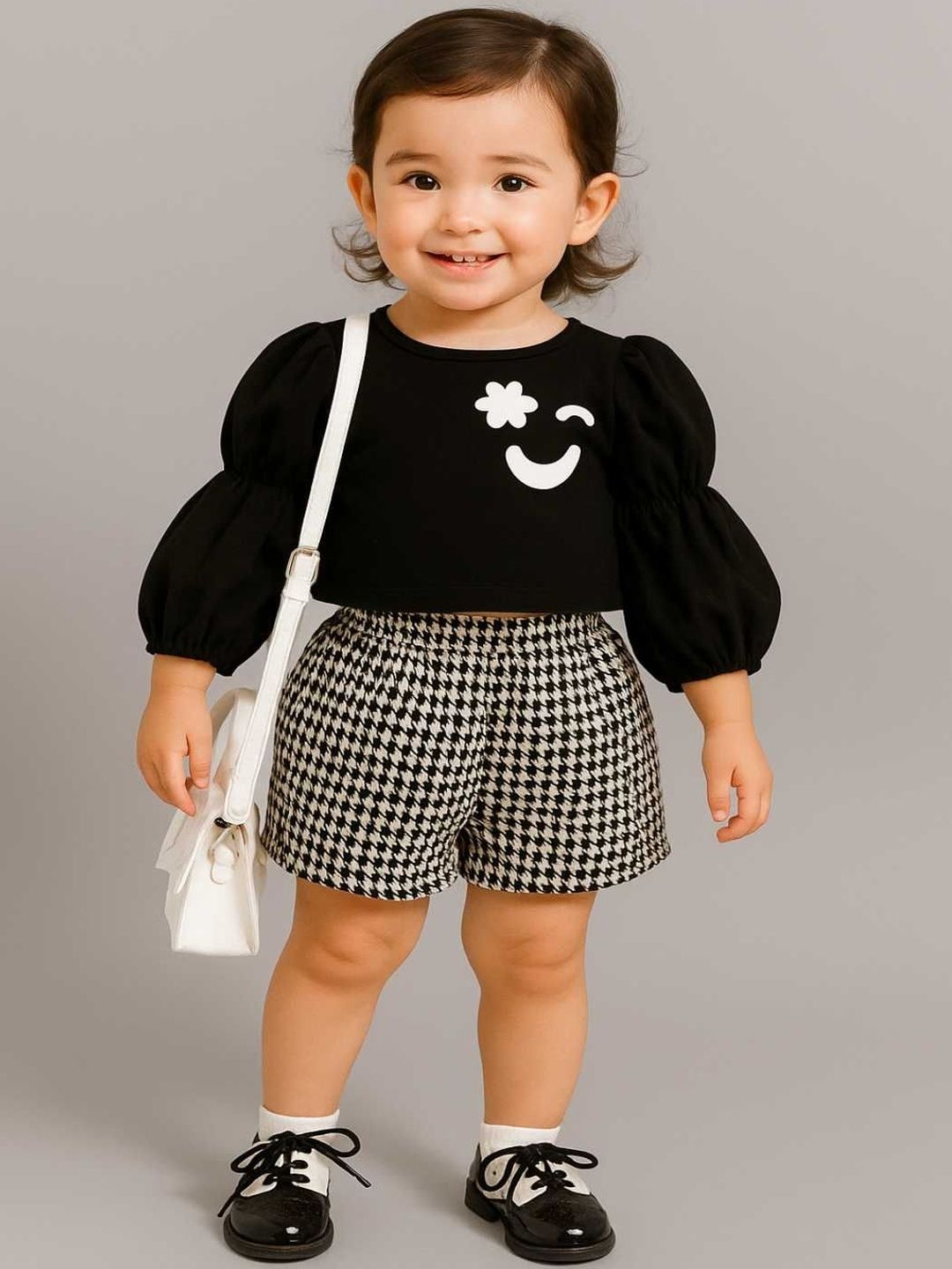 RAMIAAZ Girls Black Solid Cotton Blend Style Top and Shorts Clothing Set-picture-35