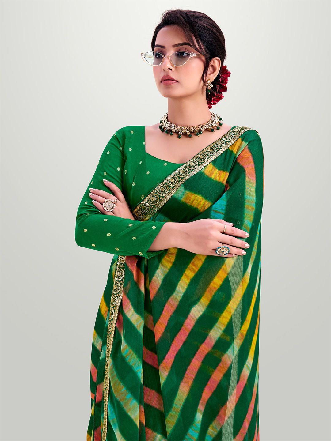 Mitera Leheriya Printed Pure Chiffon Leheriya Saree-picture-24