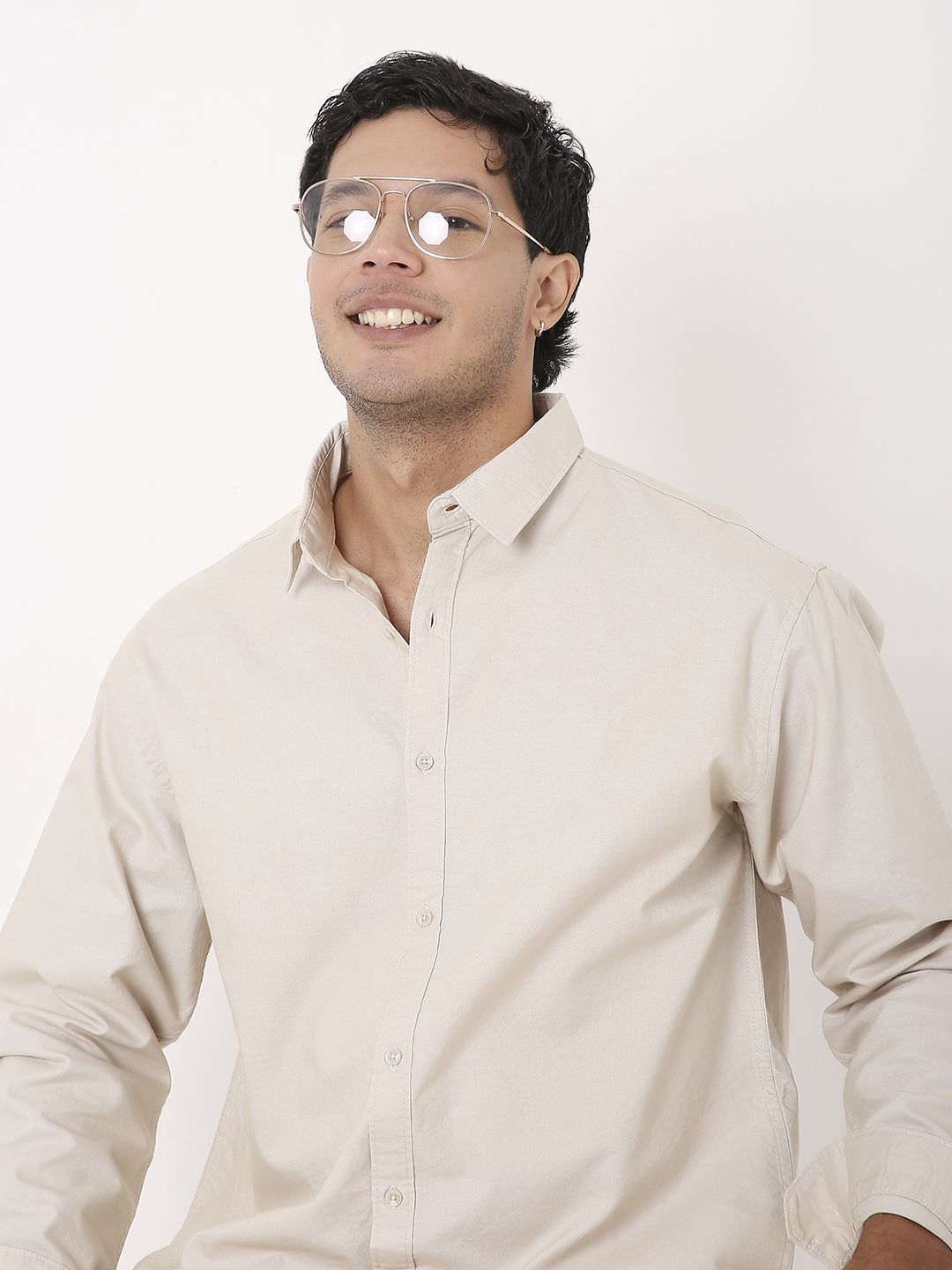 Blnk Men Relaxed Fit Solid Spread Collar Cotton Casual Shirt-picture-29