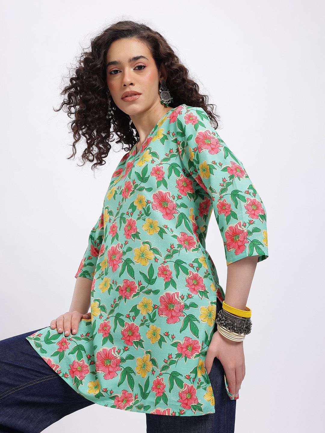 Anouk Rustic Floral Print Short Kurti-picture-17