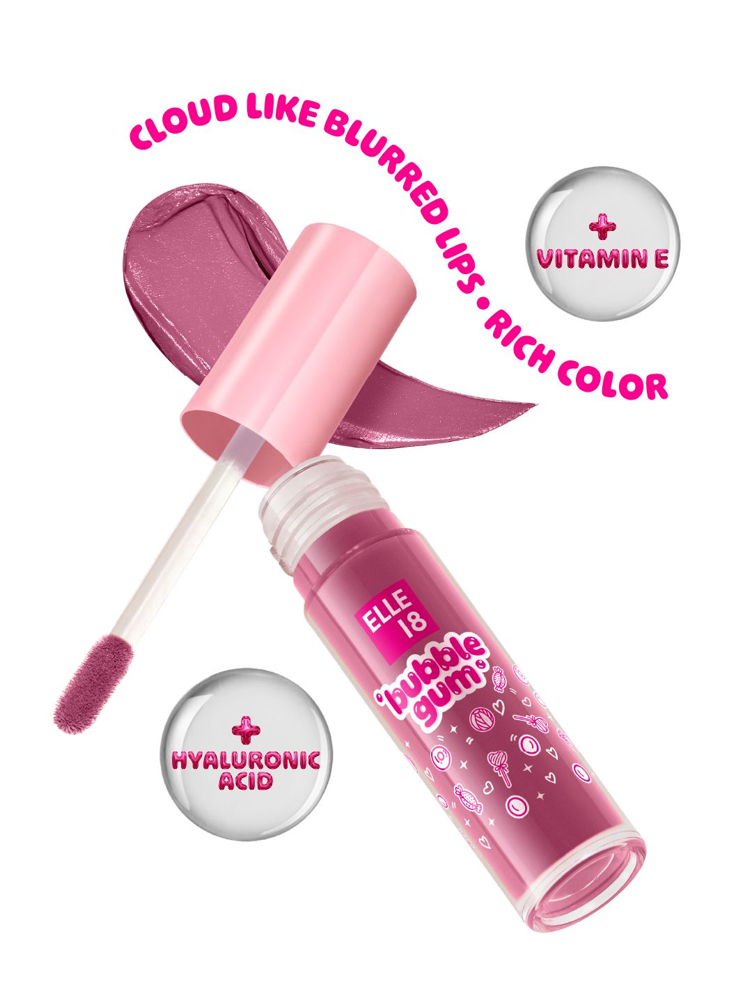 ELLE 18 Bubblegum Lip Cloud Liquid Lipstick with Hyaluronic Acid 4ml - Mauve Mood-image-36