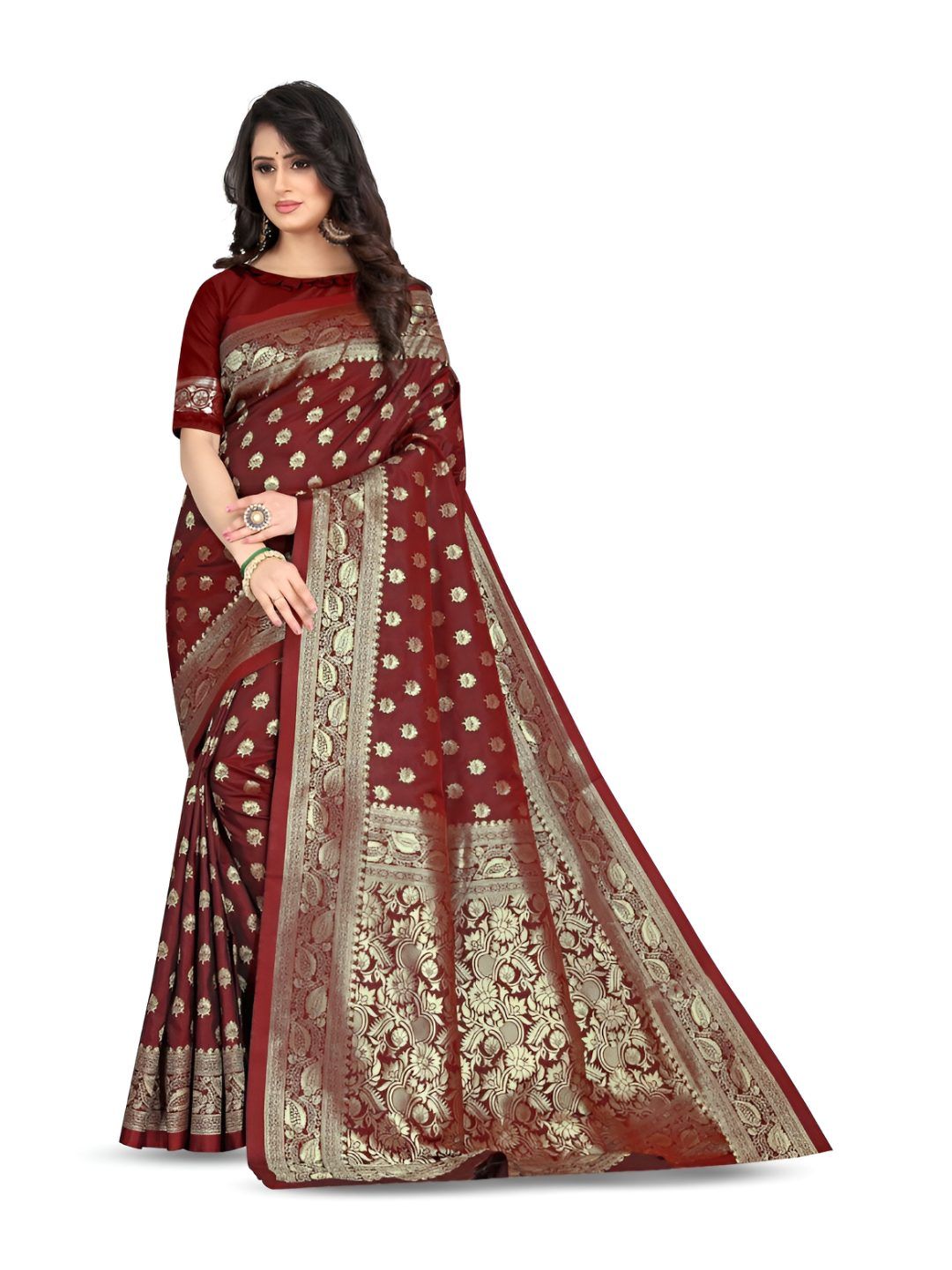 Aagrahi fashion Ethnic Motifs Woven Design Zari Banarasi Saree-picture-18
