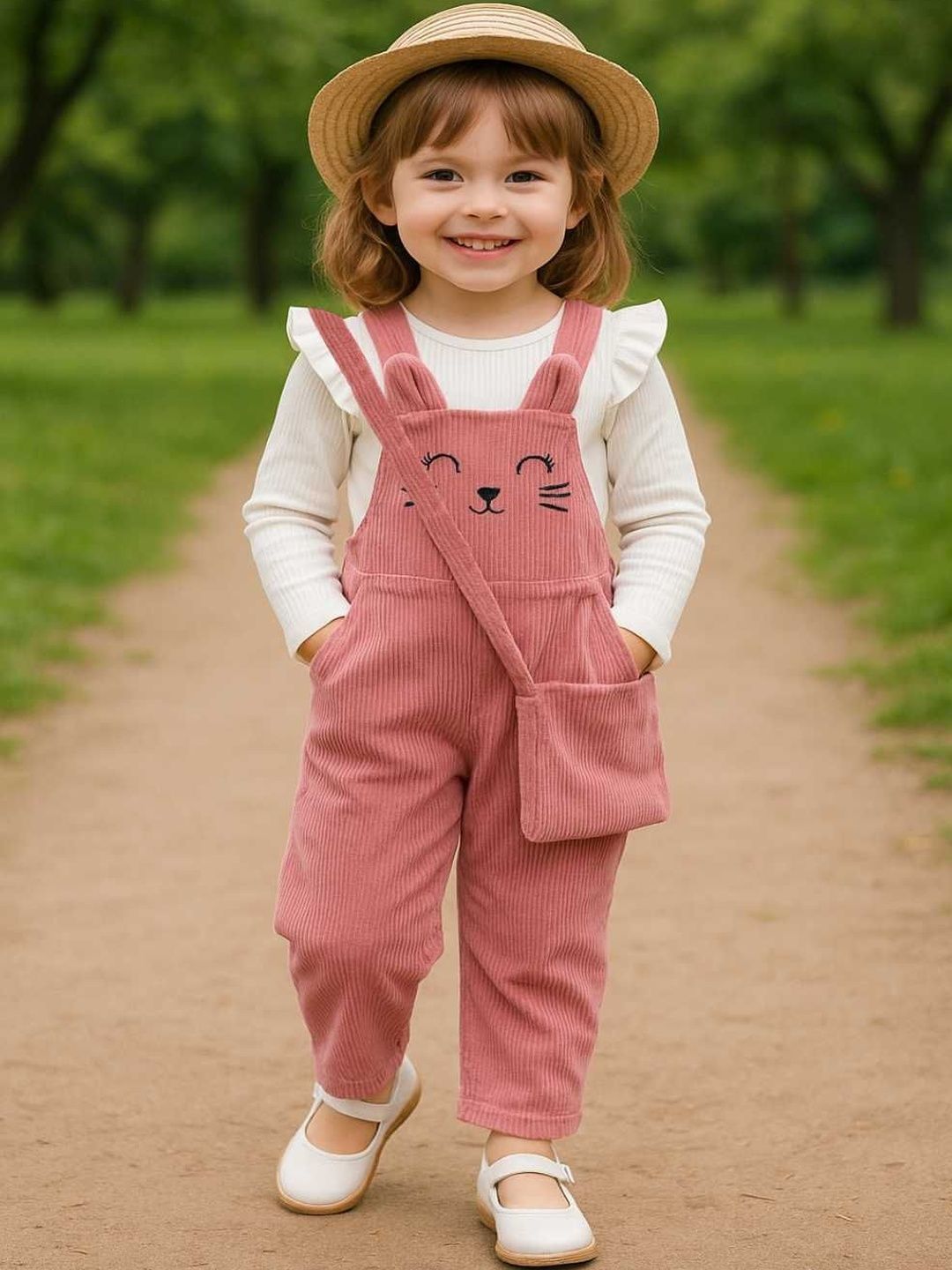 RAMIAAZ Girls Top with Dungarees