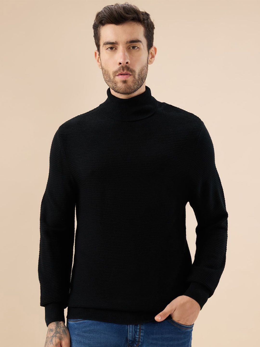 Status Quo Men Solid Full Sleeves Turtle Neck Pullover Sweater-picture-12