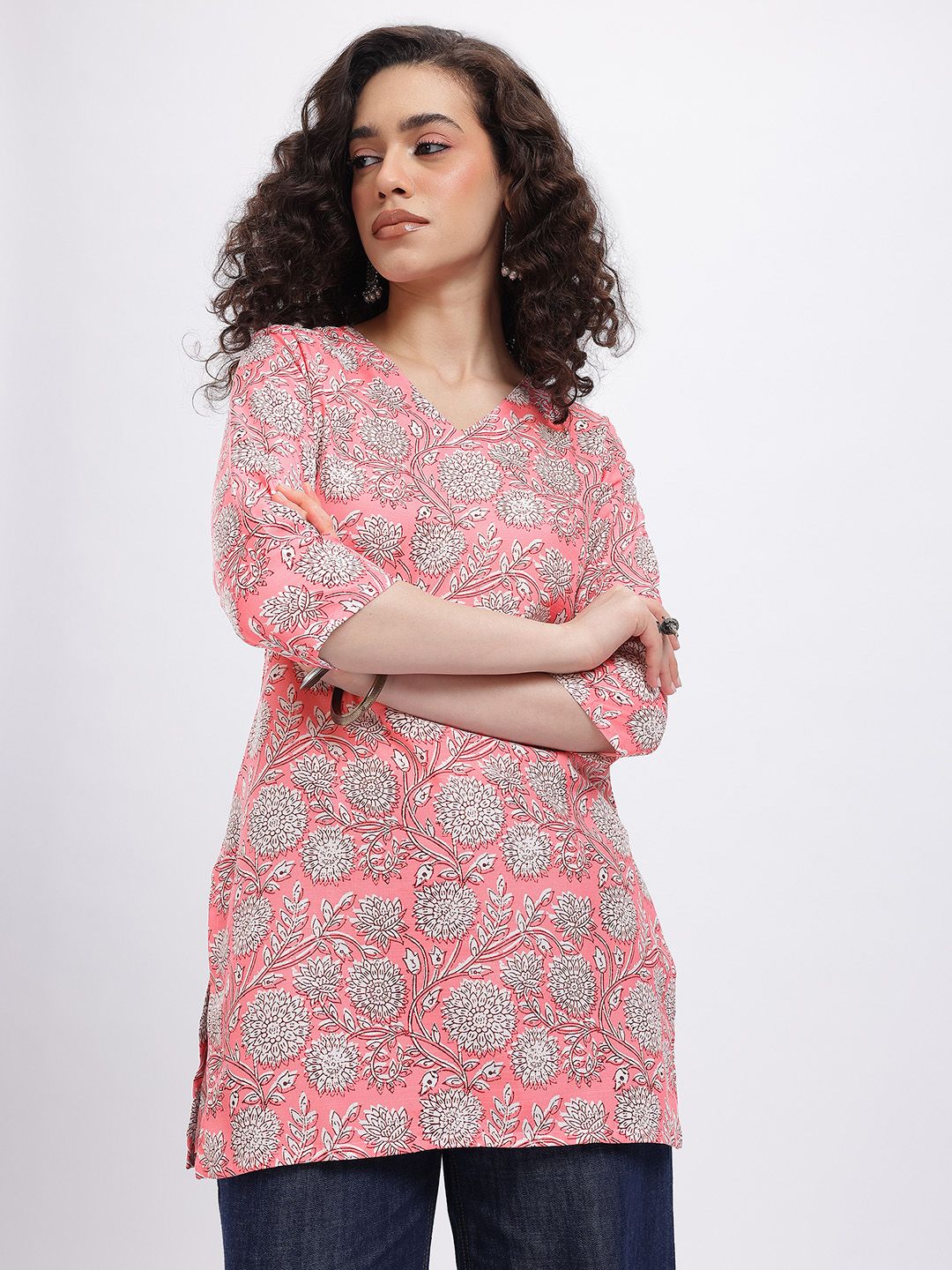 Anouk Rustic Floral Printed V-Neck Kurti-picture-32