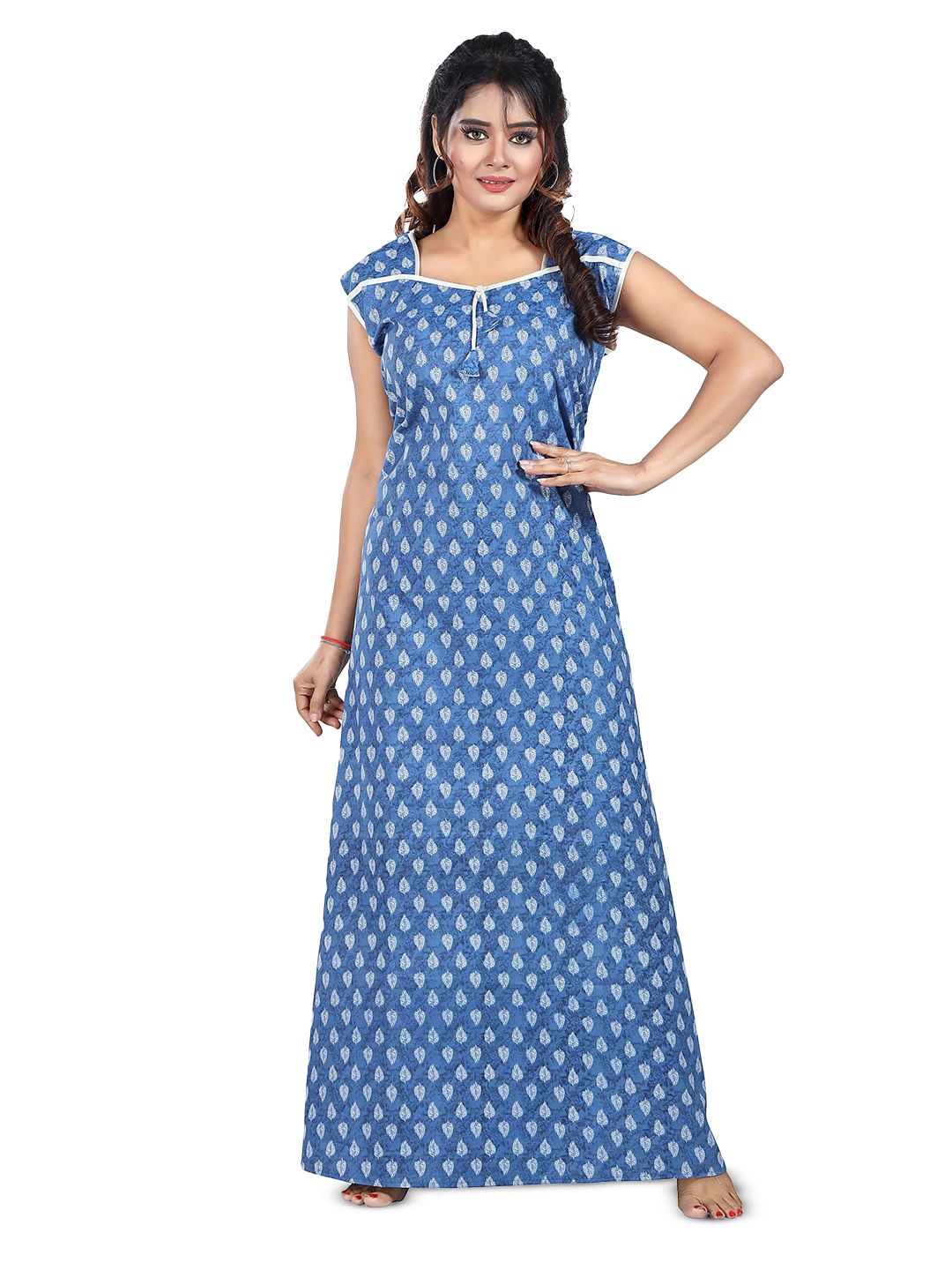 NIGHTY KING Printed Cotton Maxi Nightdress-picture-20